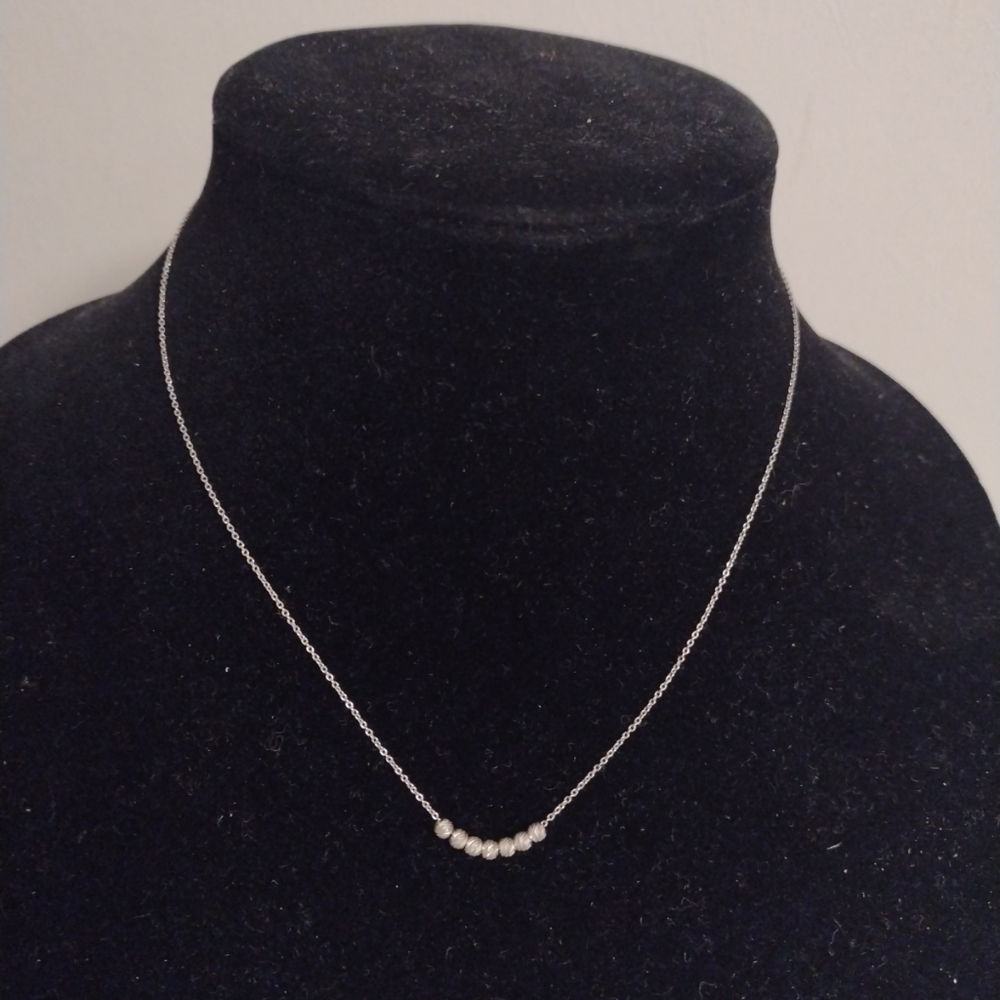 Vtg LA Sterling Silver Diamond Cut Floating Balls Choker Necklace W/Extension